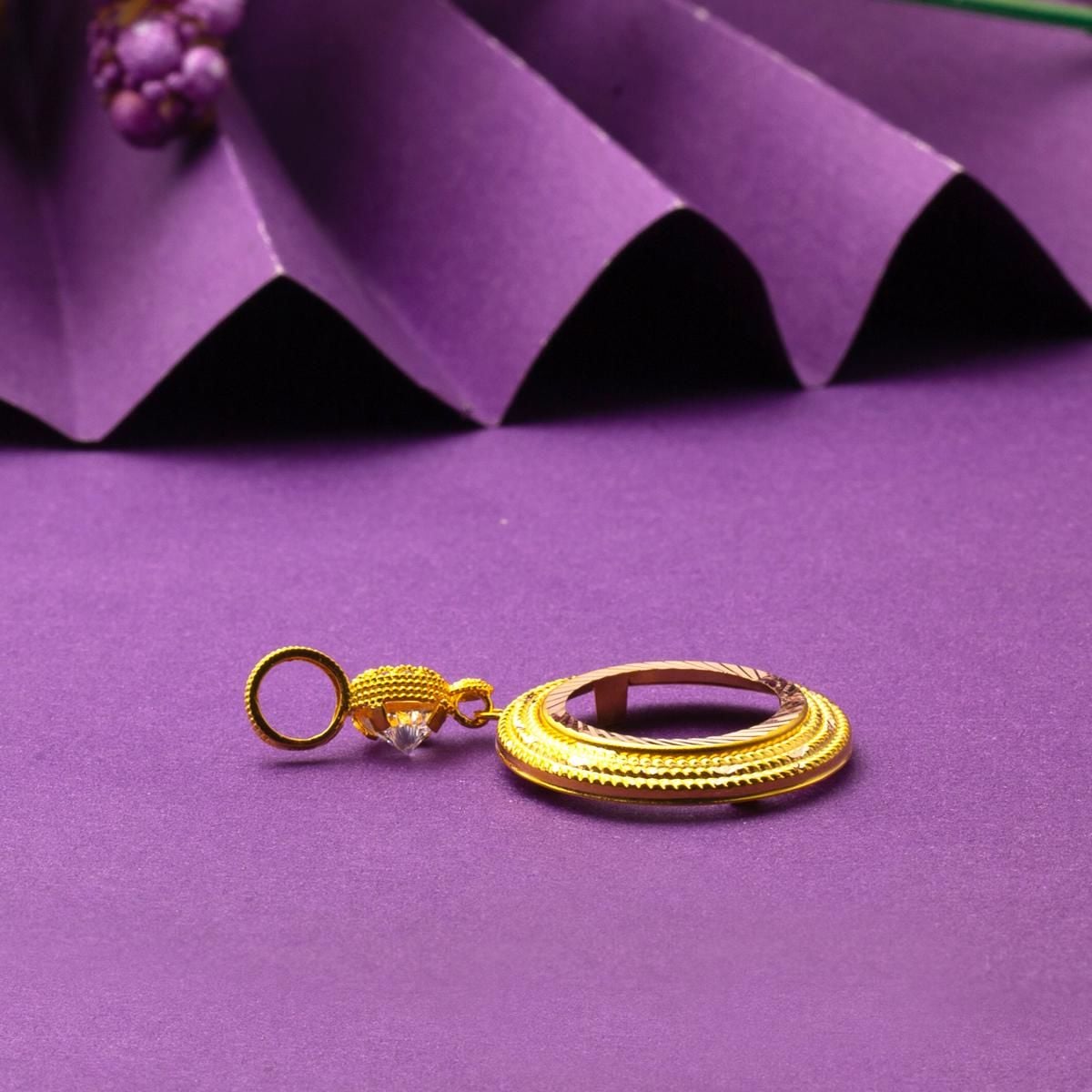 14K Yellow Gold Bezel-Set Quarter Coin Holder Cubic Zirconia Necklace