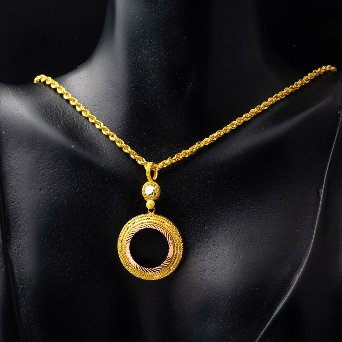 14K Yellow Gold Bezel-Set Quarter Coin Holder Cubic Zirconia Necklace