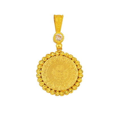 14K Yellow Gold Quarter Coin Cubic Zirconia Pendant