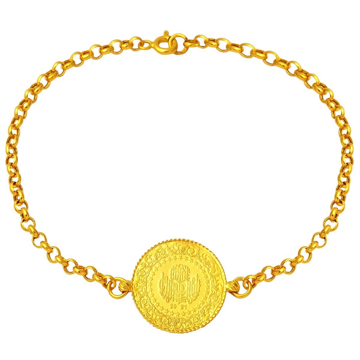 22K Yellow Gold Quarter Coin Bracelet (3.54 g)
