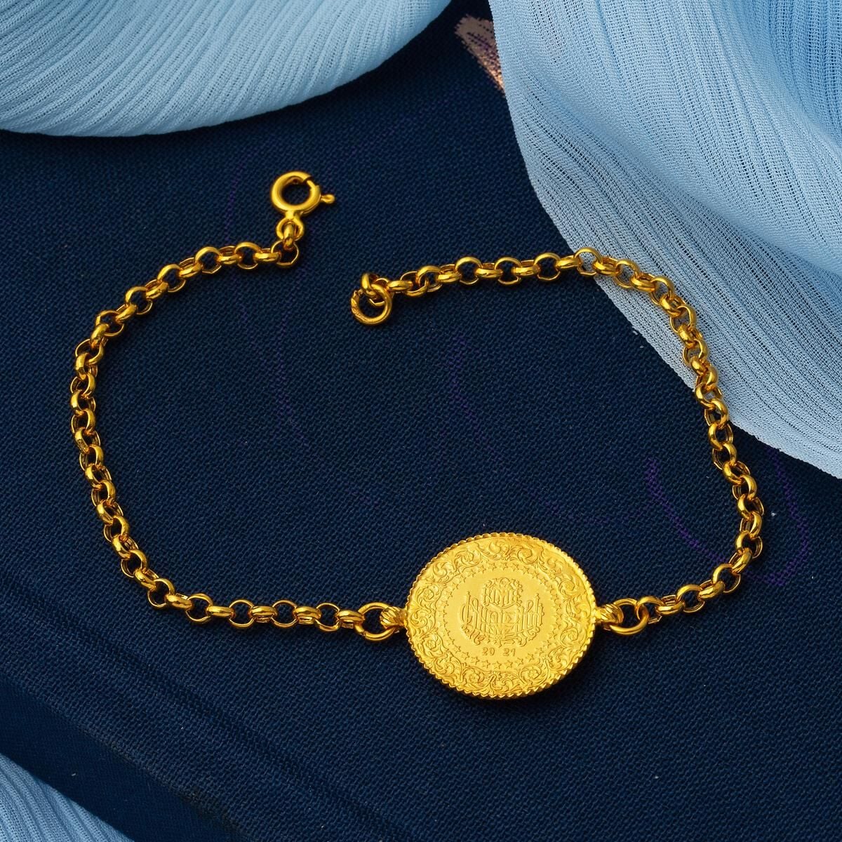 22K Yellow Gold Quarter Coin Bracelet (3.54 g)