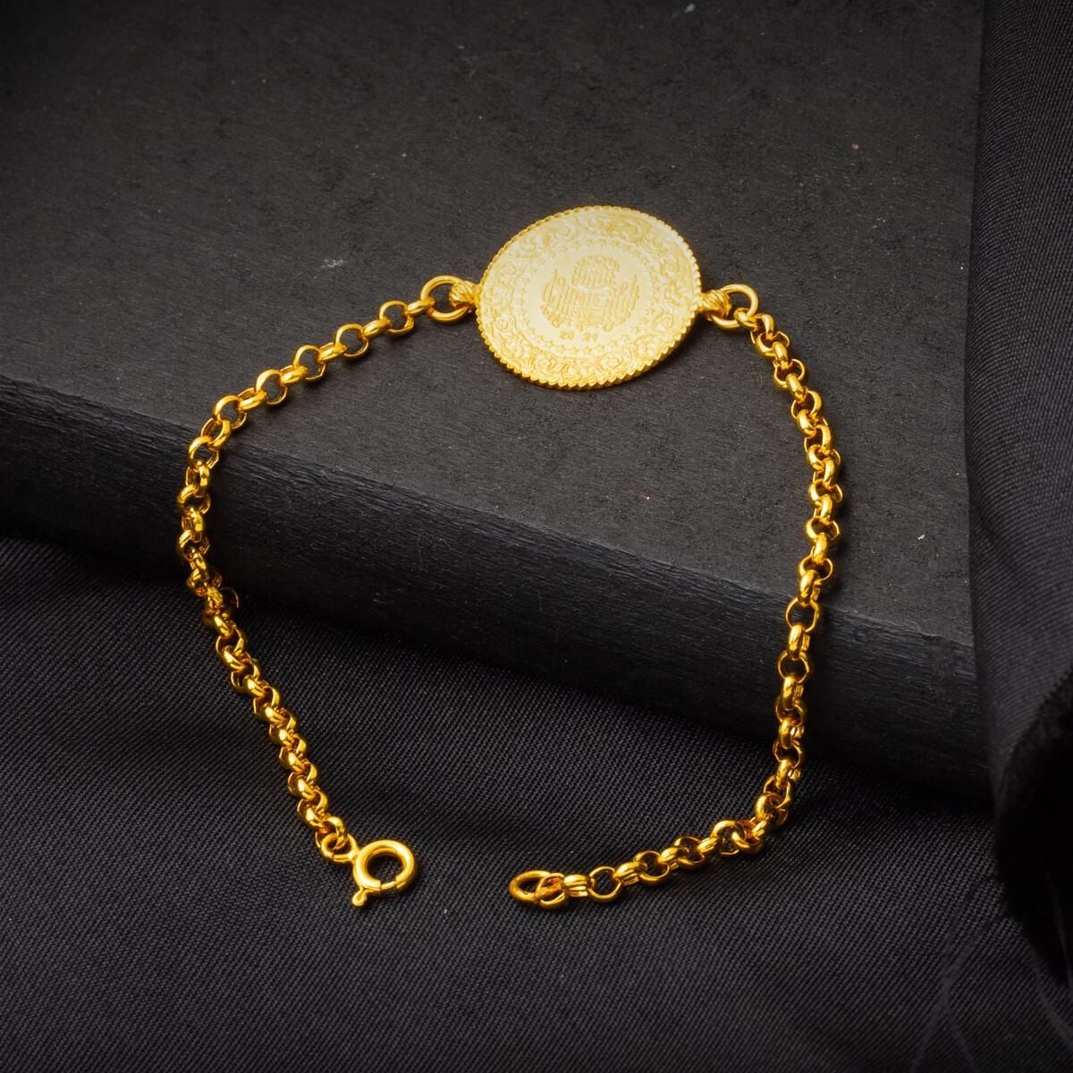 22K Yellow Gold Quarter Coin Bracelet (3.54 g)
