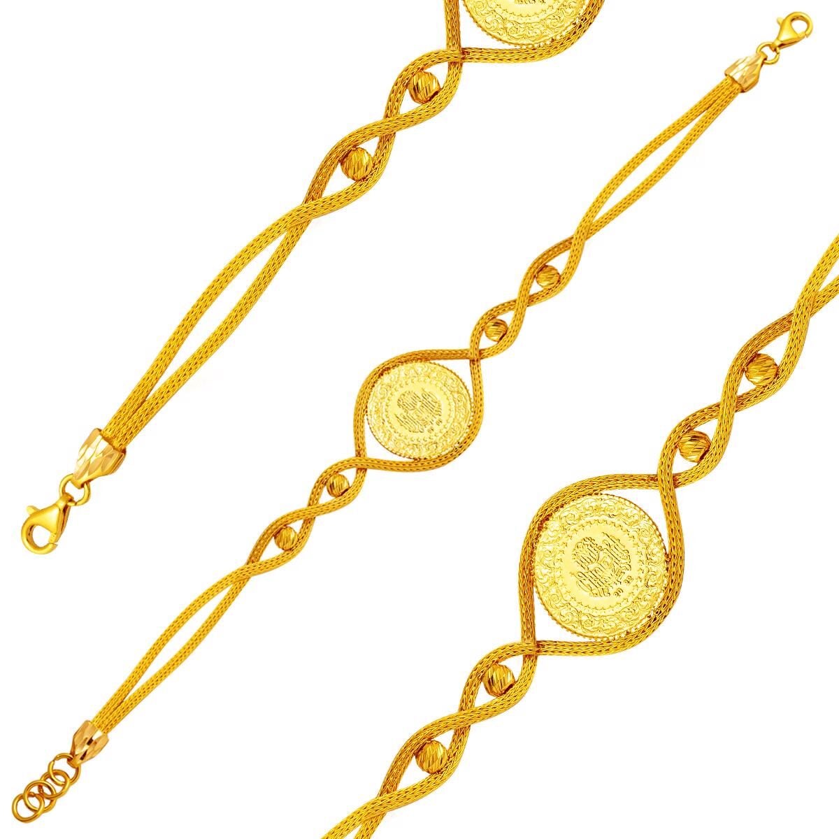 22K Yellow Gold Quarter Coin Bracelet (9.84 g)