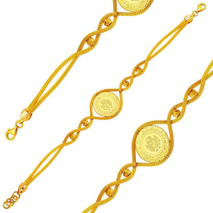 22K Yellow Gold Quarter Coin Bracelet (9.84 g)