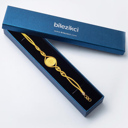 22K Yellow Gold Quarter Coin Bracelet (9.84 g)