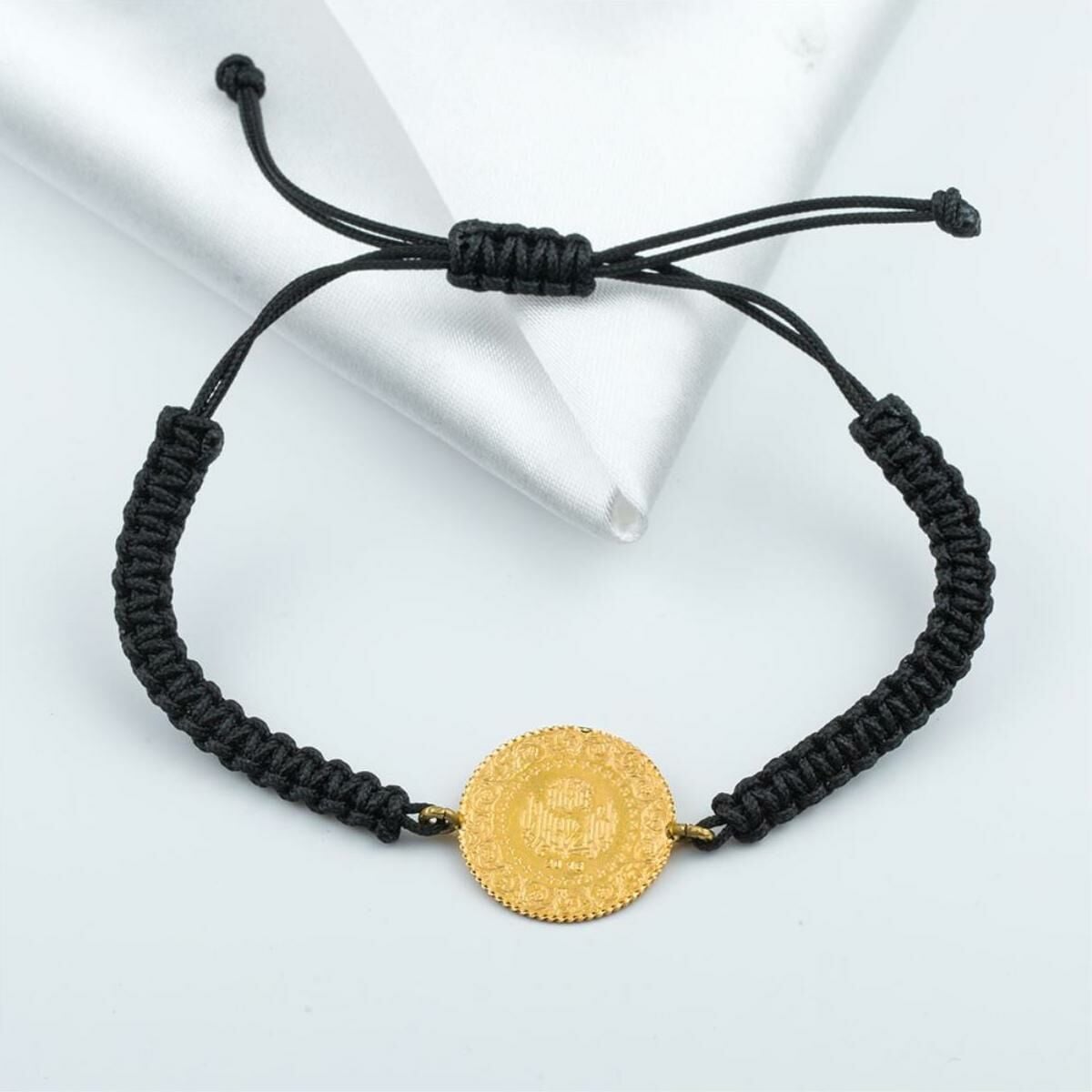 22K Yellow Gold Quarter Coin Cord Bracelet