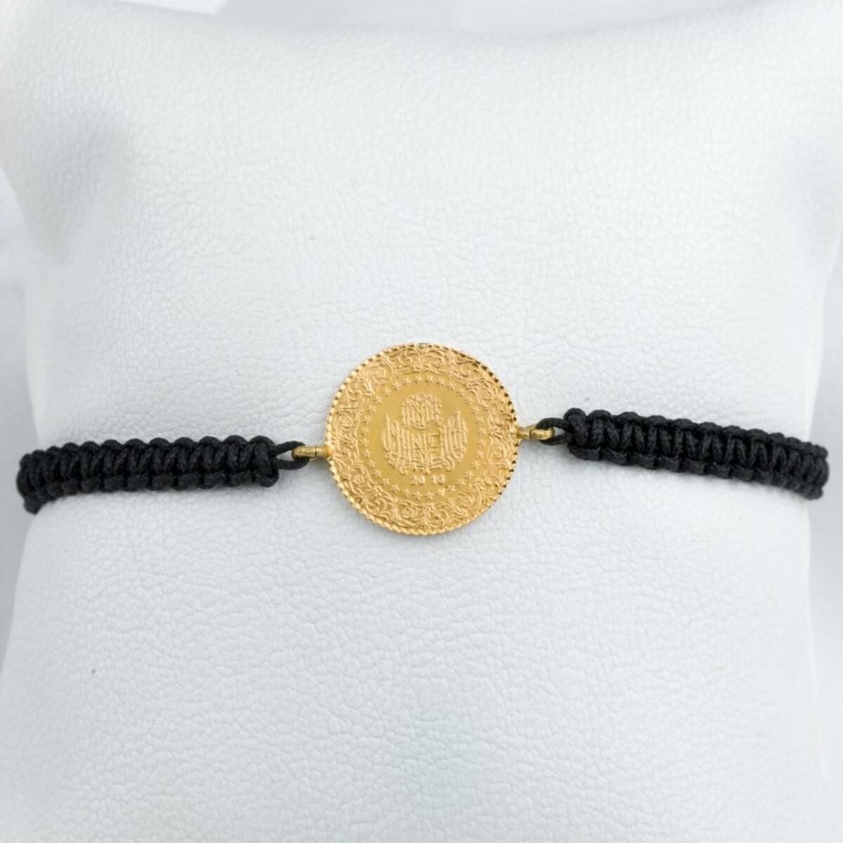 22K Yellow Gold Quarter Coin Cord Bracelet