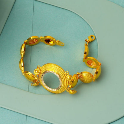 14K Yellow Gold Quarter Coin Holder Bracelet