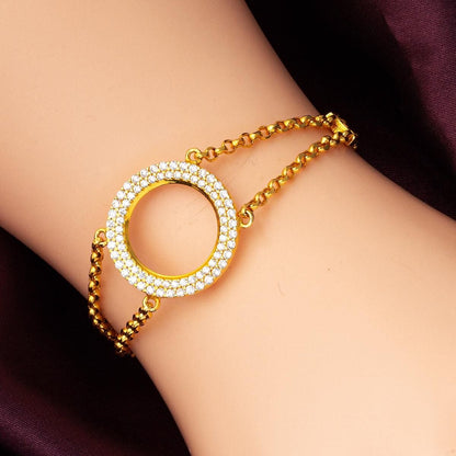 14K Yellow Gold Quarter Coin Cubic Zirconia Bracelet