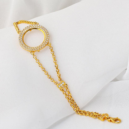 14K Yellow Gold Quarter Coin Cubic Zirconia Bracelet