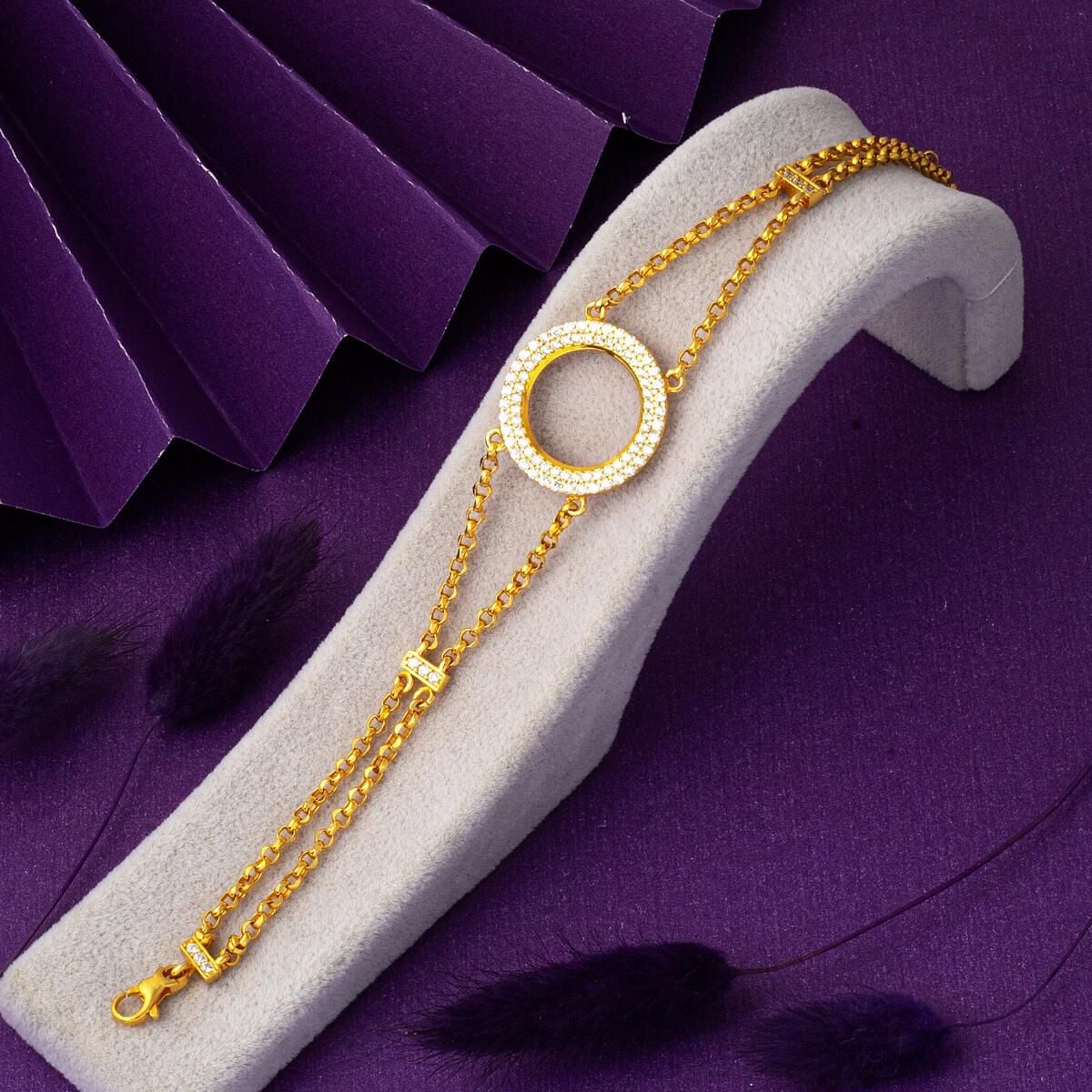 14K Yellow Gold Quarter Coin Cubic Zirconia Bracelet