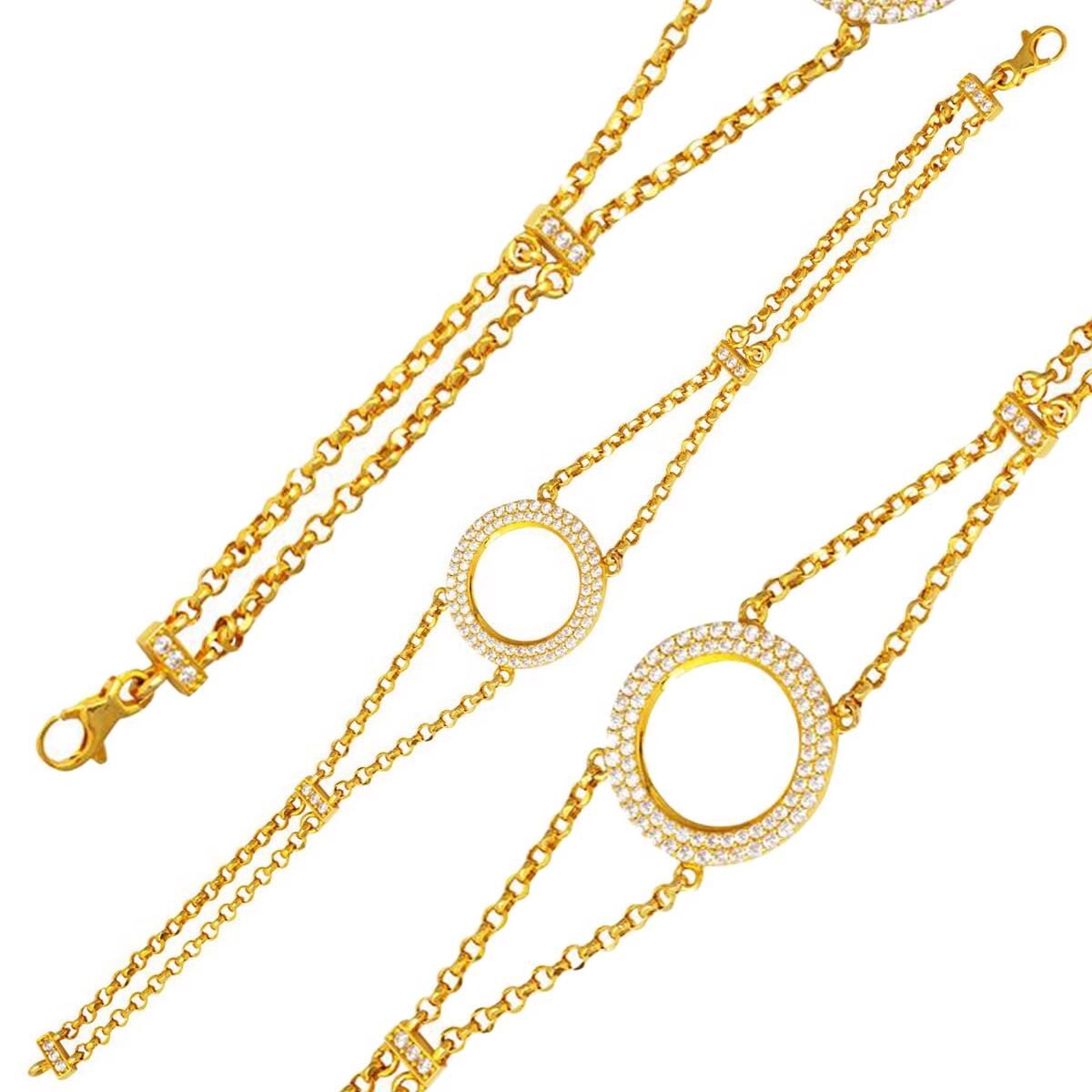 14K Yellow Gold Quarter Coin Cubic Zirconia Bracelet