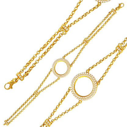 14K Yellow Gold Quarter Coin Cubic Zirconia Bracelet