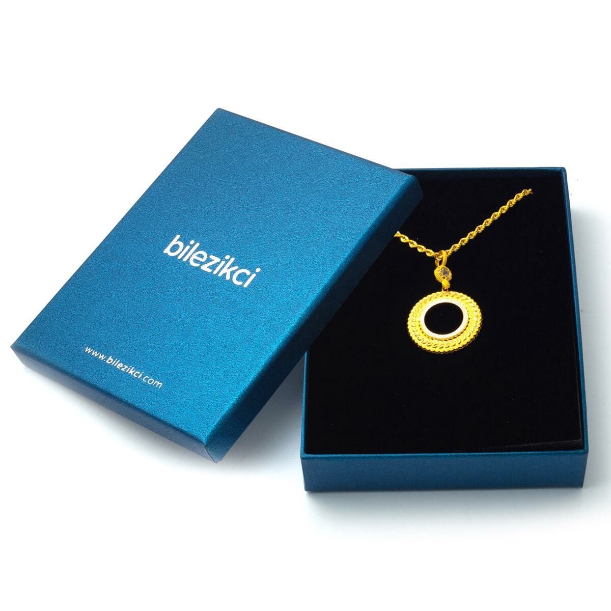 14K Yellow Gold Quarter Coin Holder Chain Cubic Zirconia Necklace