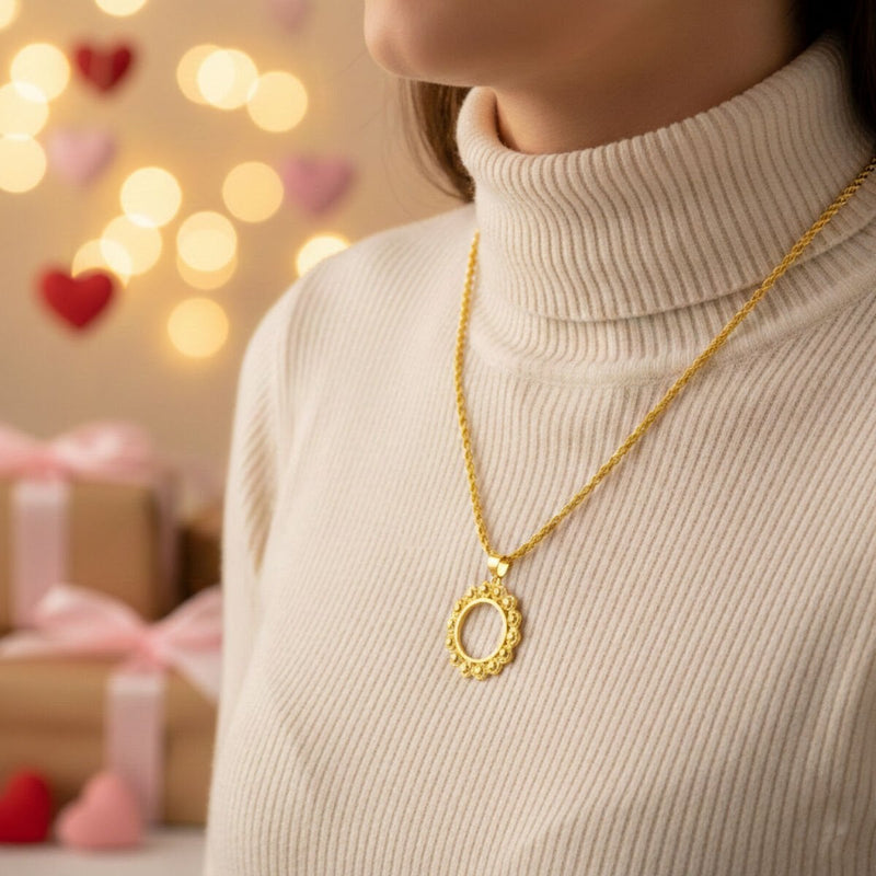 14K Yellow Gold Chain Quarter Coin Bezel Necklace