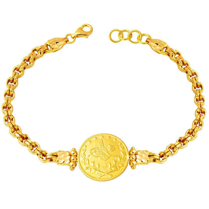 22K Yellow Gold Quarter Coin Ottoman Resat Coin Bracelet (10 g)