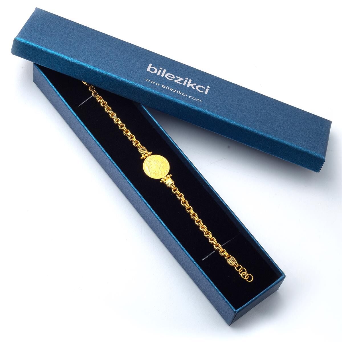 22K Yellow Gold Quarter Coin Ottoman Resat Coin Bracelet (10 g)
