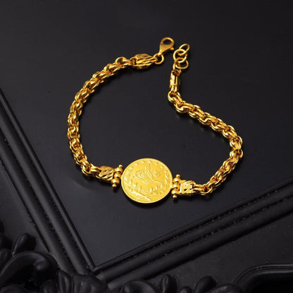 22K Yellow Gold Quarter Coin Ottoman Resat Coin Bracelet (10 g)