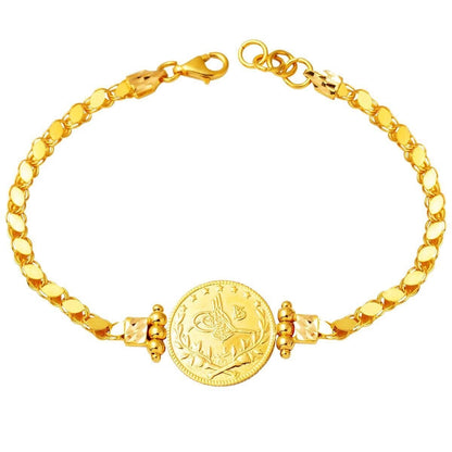 22K Yellow Gold Quarter Coin Ottoman Resat Coin Bracelet (7.29 g)