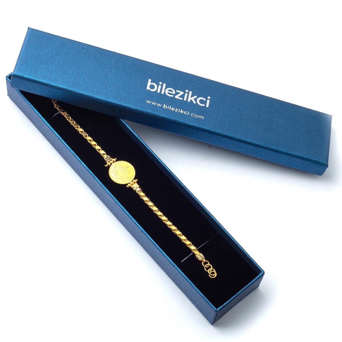 22K Yellow Gold Quarter Coin Ottoman Resat Coin Bracelet (7.29 g)