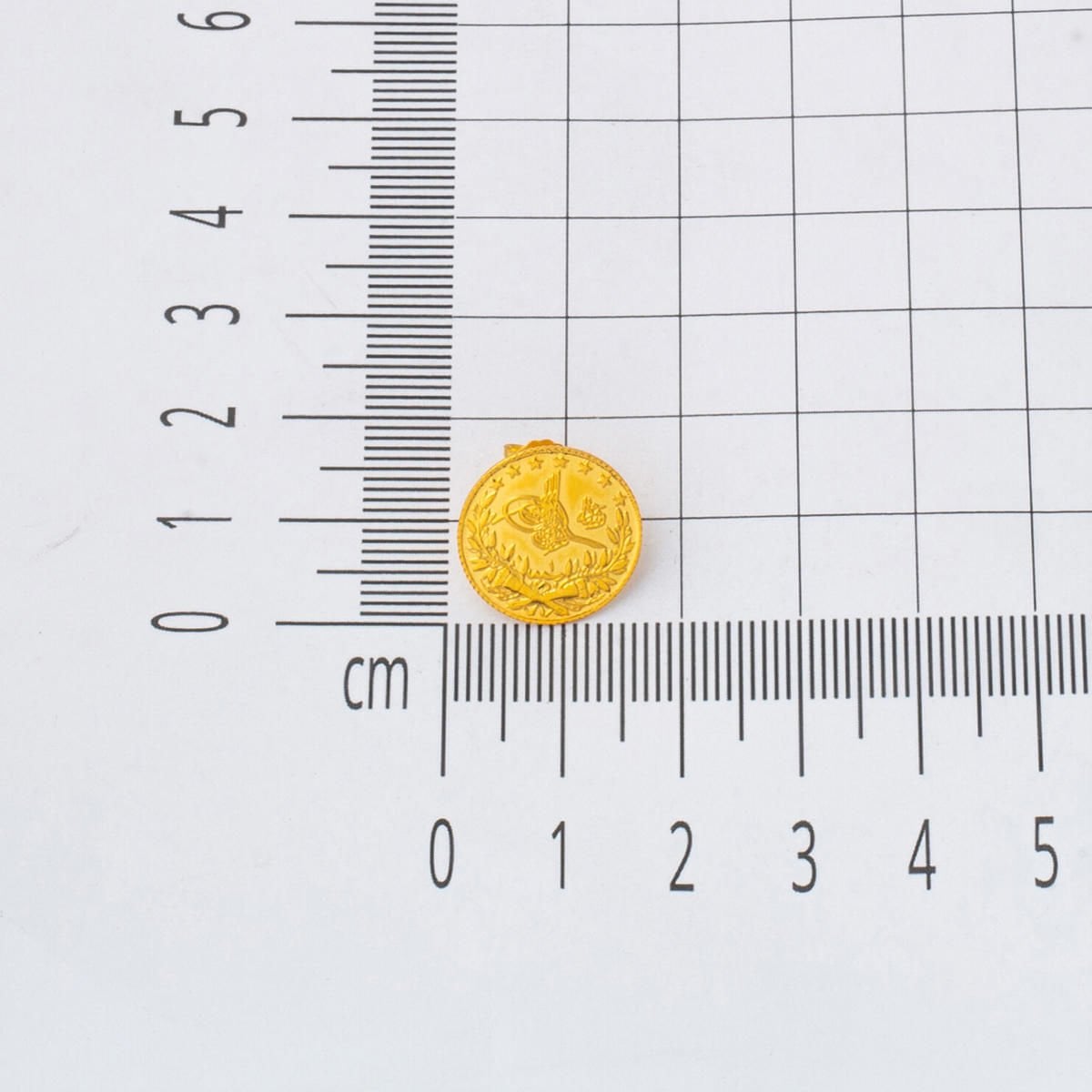 22K Yellow Gold Quarter Coin Ottoman Resat Coin Clip-On Earrings
