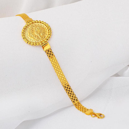 14K Yellow Gold Quarter Coin Ottoman Resat Coin Bracelet (8.7 g)