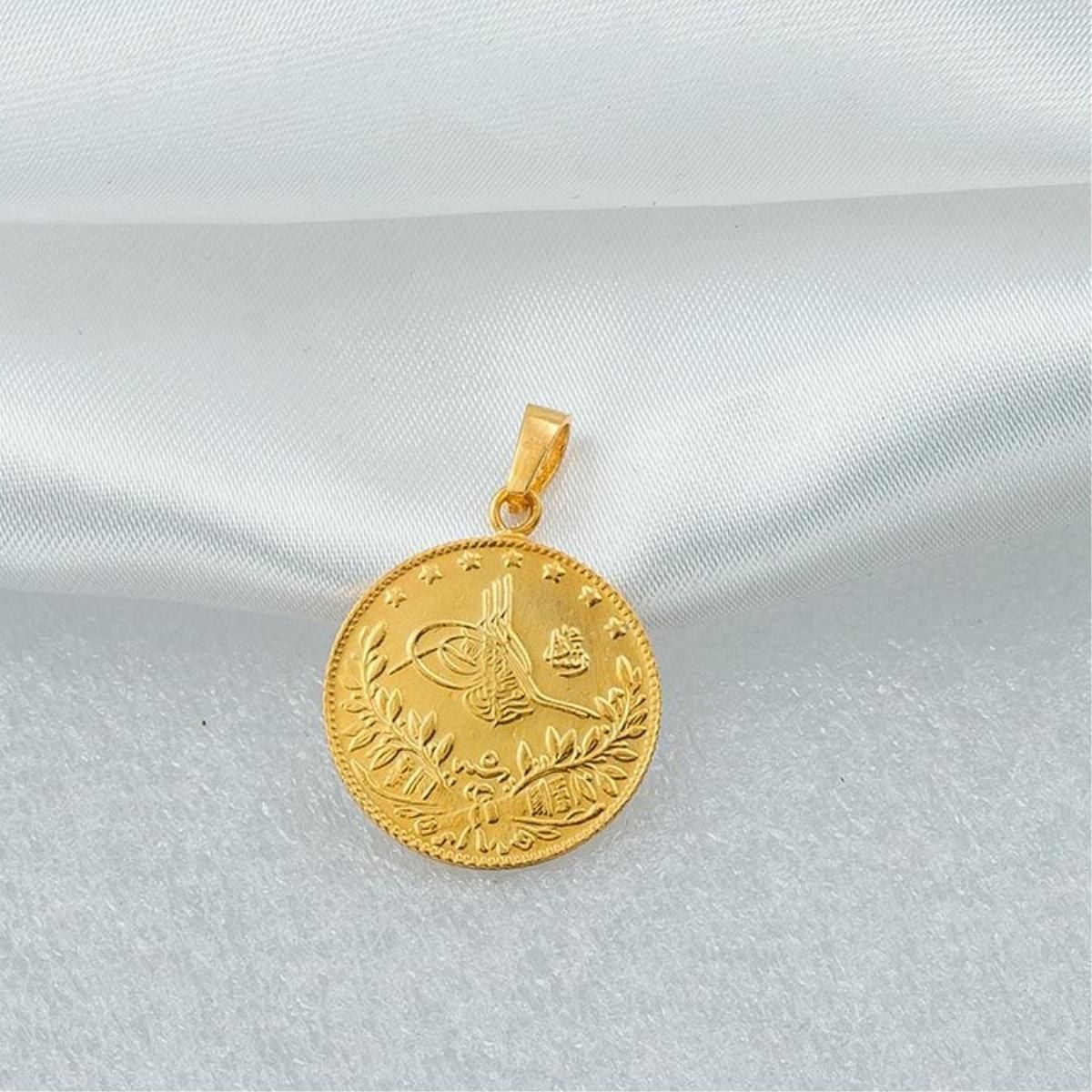 22K Yellow Gold Quarter Coin Ottoman Resat Coin Pendant (1.68 g)