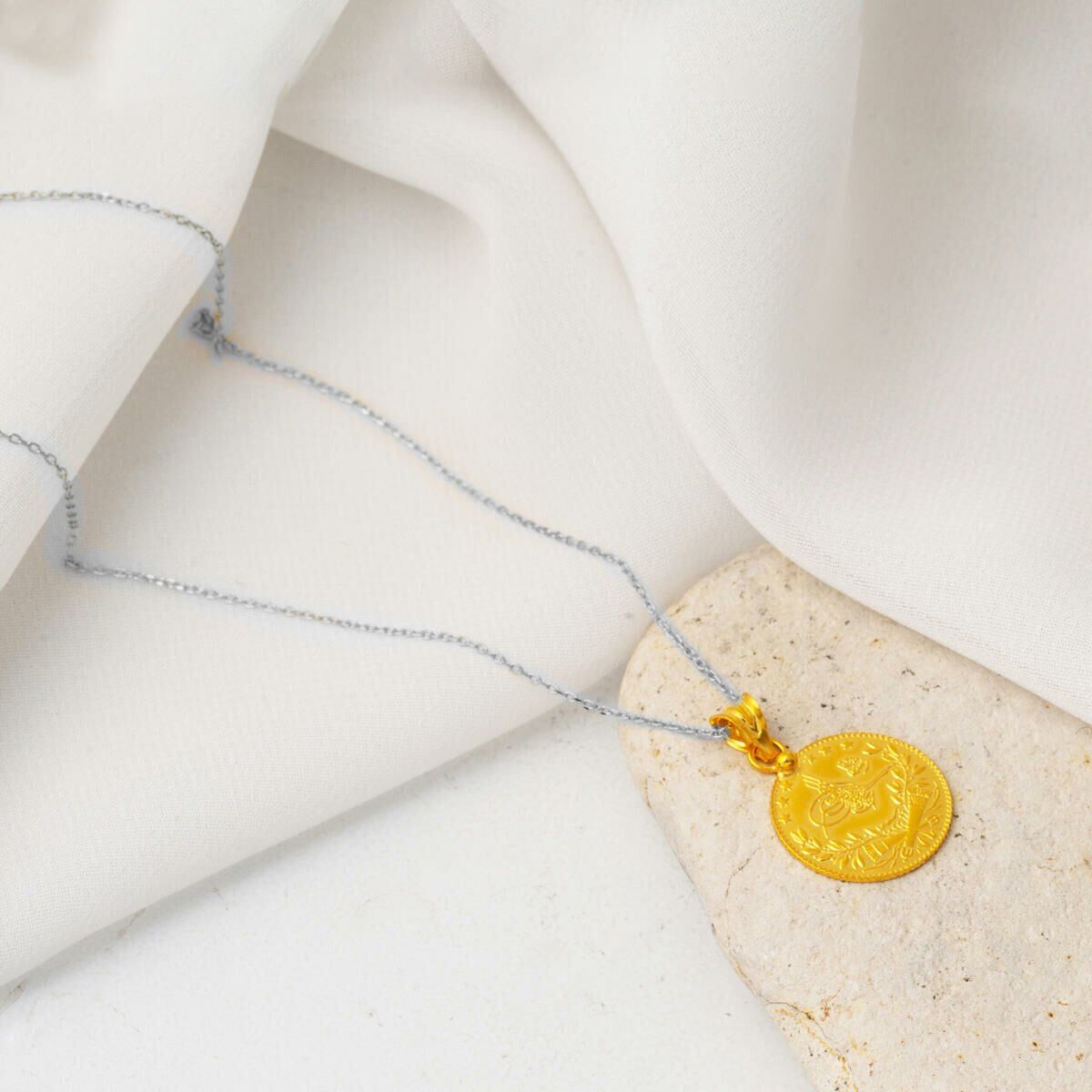 22K Yellow Gold Quarter Coin Ottoman Resat Coin Pendant (1.68 g)