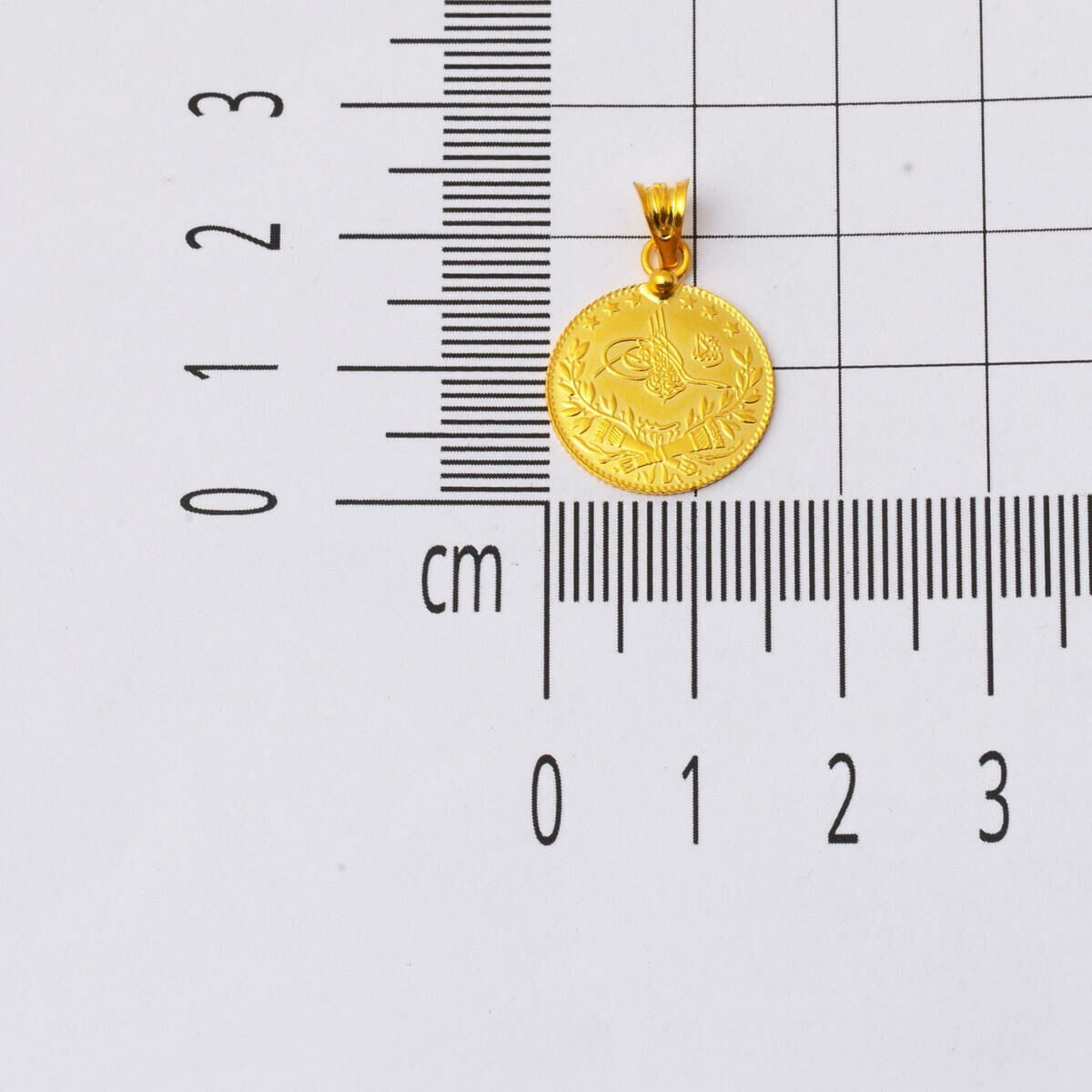 22K Yellow Gold Quarter Coin Ottoman Resat Coin Pendant (1.68 g)