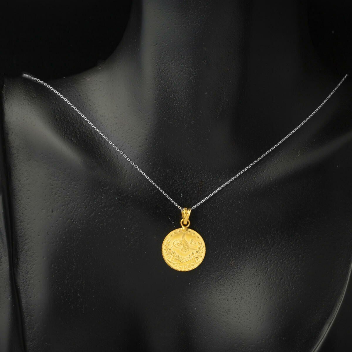 22K Yellow Gold Quarter Coin Ottoman Resat Coin Pendant (1.68 g)