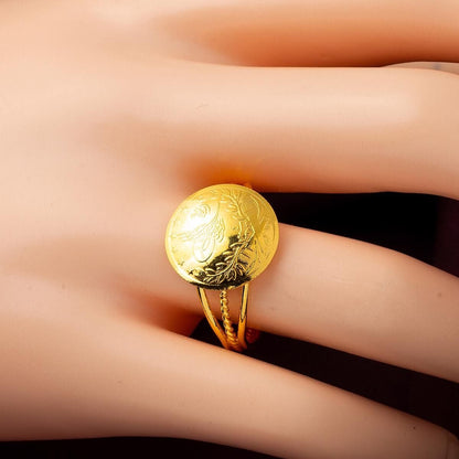 22K Yellow Gold Quarter Coin Ottoman Resat Coin Ring (5.55 g)