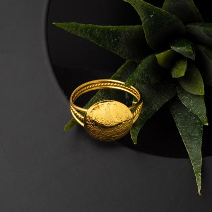 22K Yellow Gold Quarter Coin Ottoman Resat Coin Ring (5.55 g)