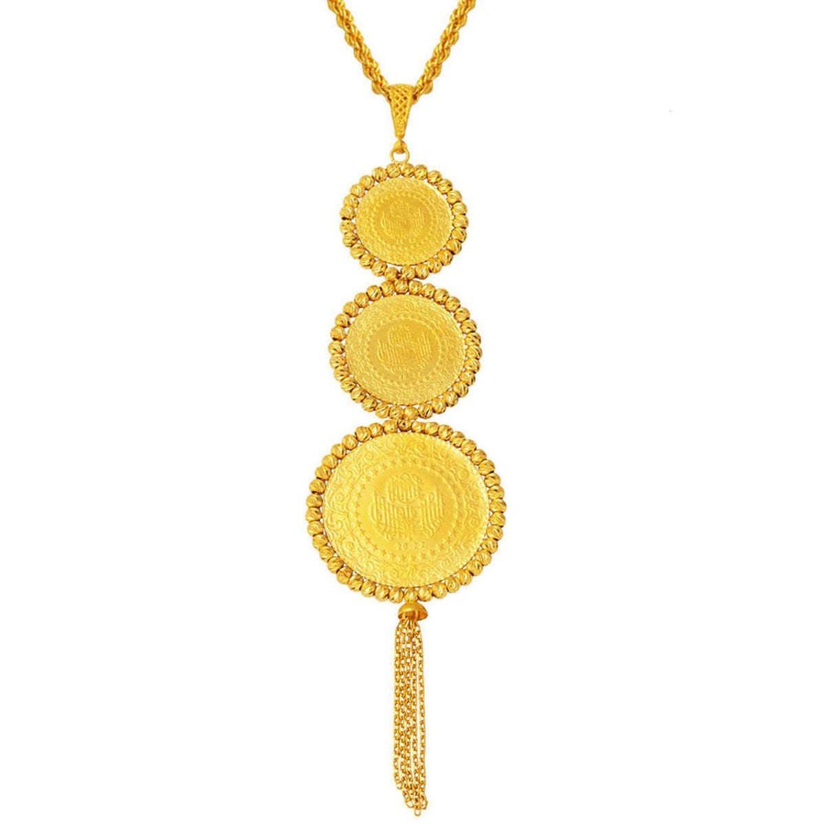 22K Yellow Gold Quarter Coin Half Full Necklace