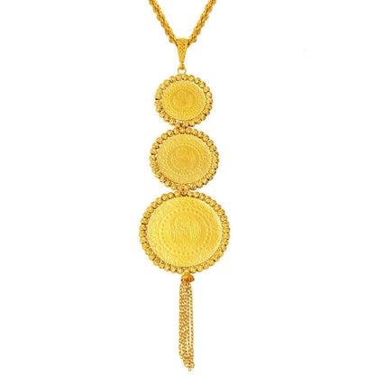 22K Yellow Gold Quarter Coin Half Full Necklace