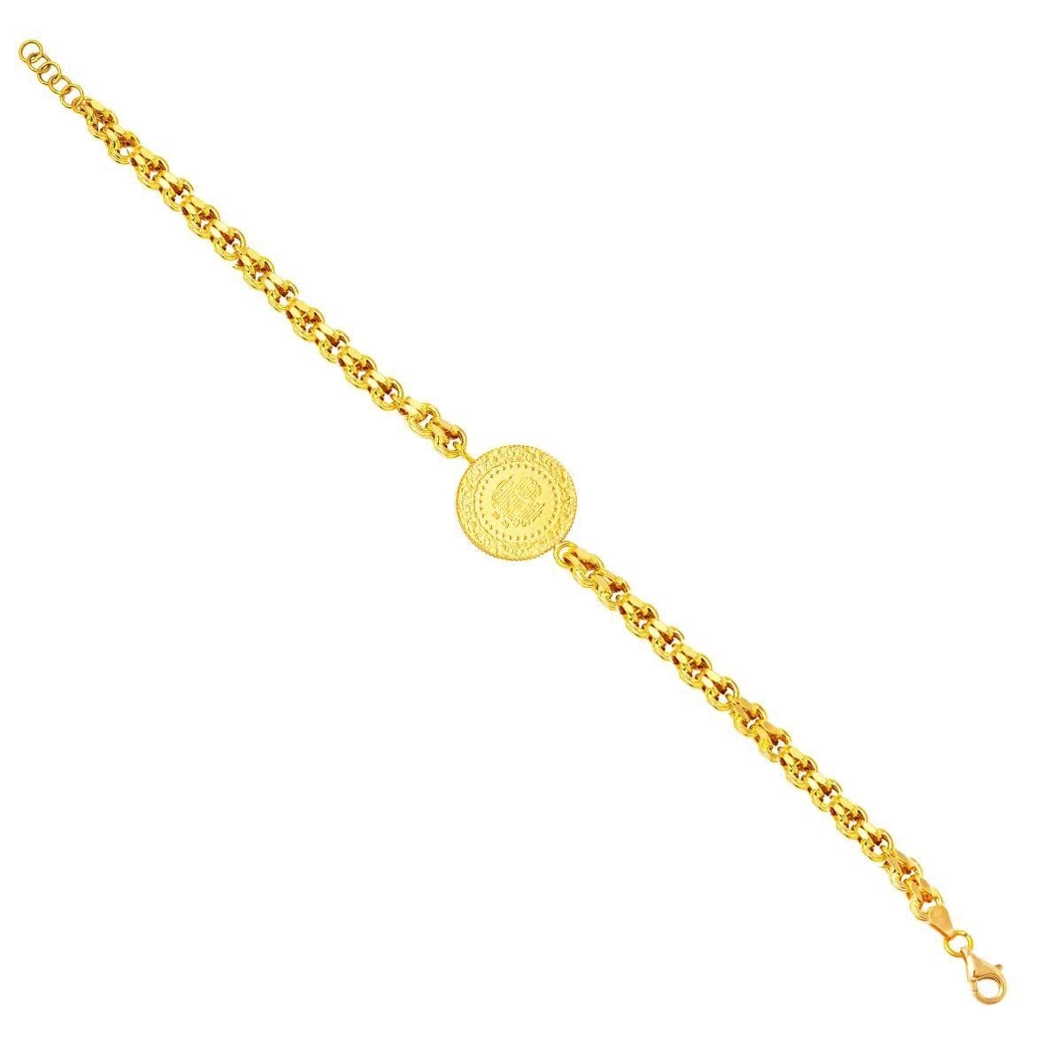 22K Yellow Gold Quarter Coin King Byzantine Bracelet