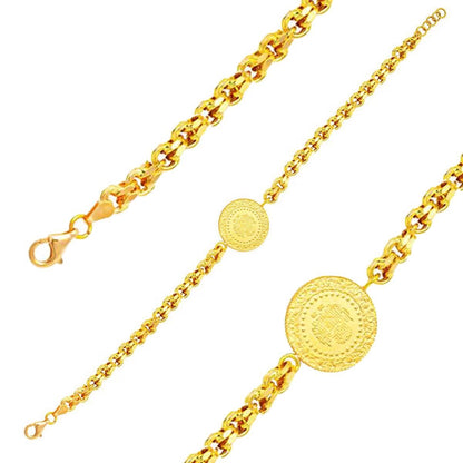 22K Yellow Gold Quarter Coin King Byzantine Bracelet