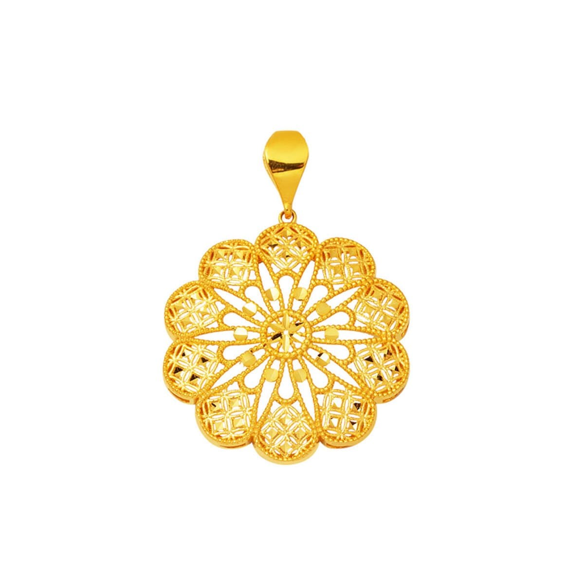 22K Yellow Gold Gold Thread Medallion Pendant