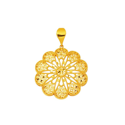 22K Yellow Gold Gold Thread Medallion Pendant