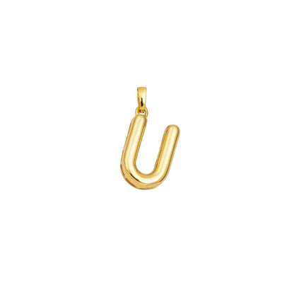 14K Yellow Gold Balloon Initial U Pendant