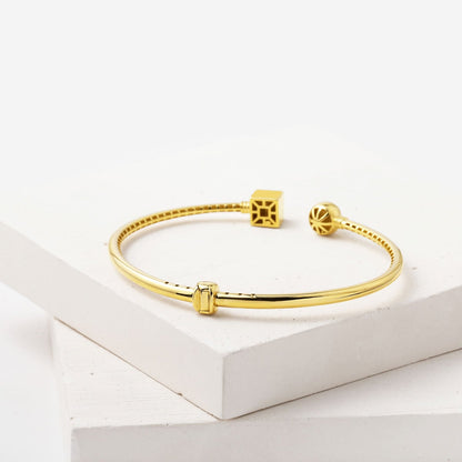 14K Yellow Gold Minimalist Designer Inspired Hinged Cuff Bangle