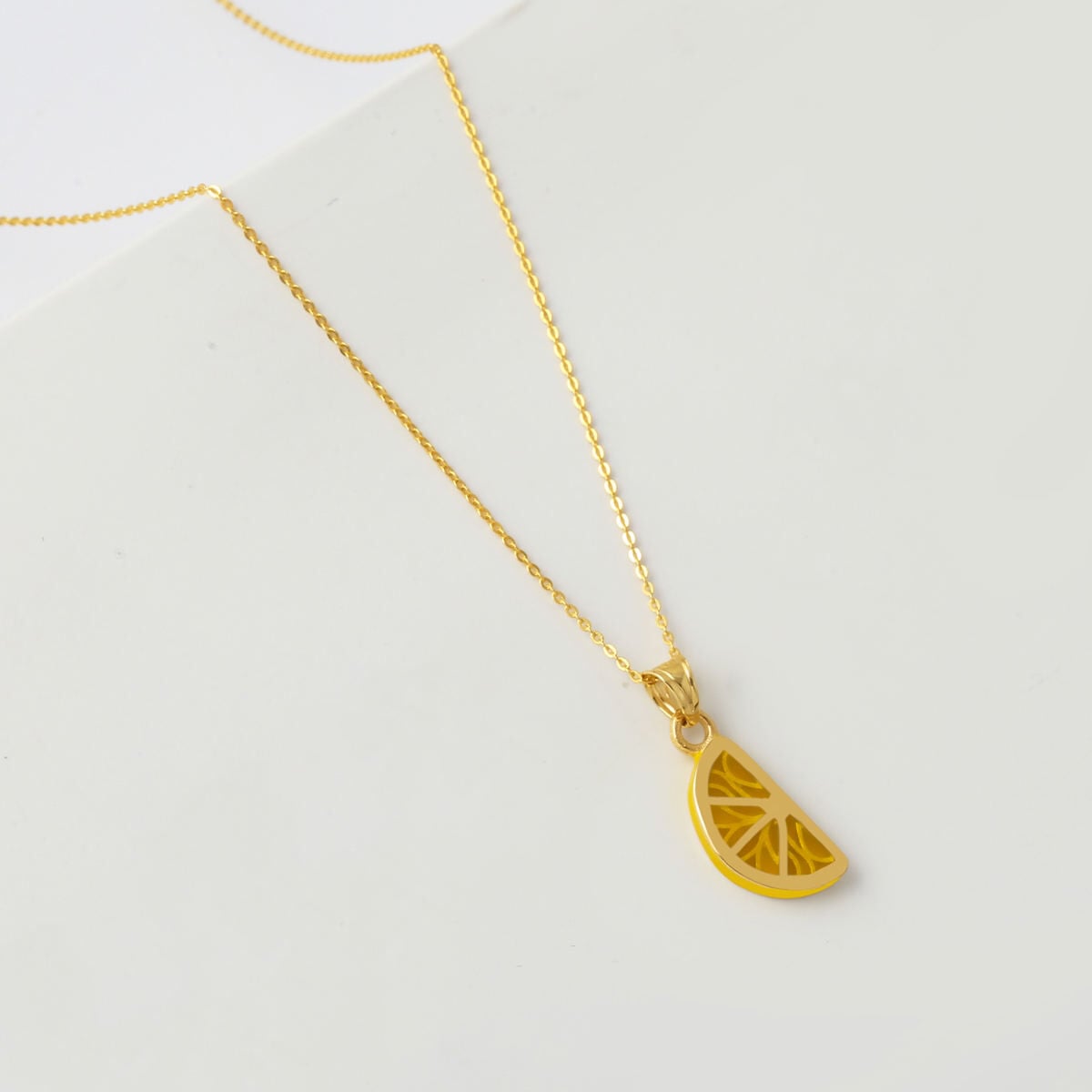 14K Yellow Gold Lemon Slice Necklace