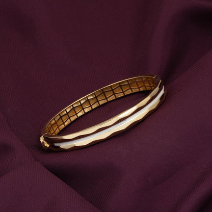 14K Yellow Gold Pirate Enamel Hinged Cuff Bracelet