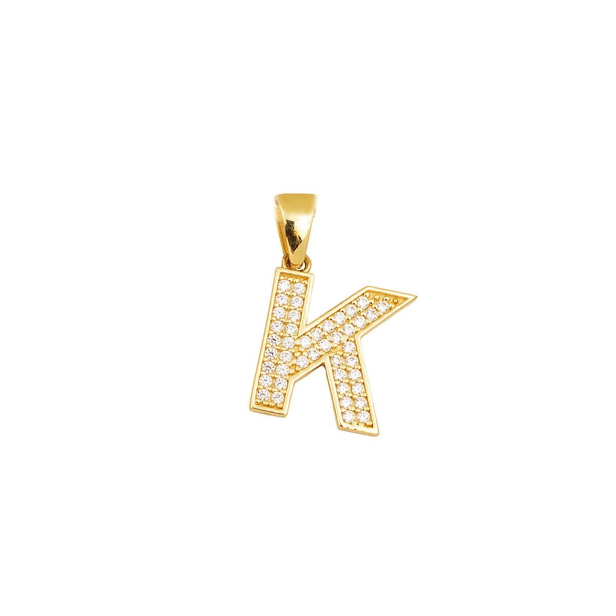 14K Yellow Gold K Initial Cubic Zirconia Pendant