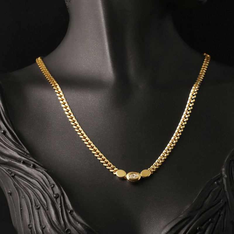 14K Yellow Gold Curb Moissanite Necklace