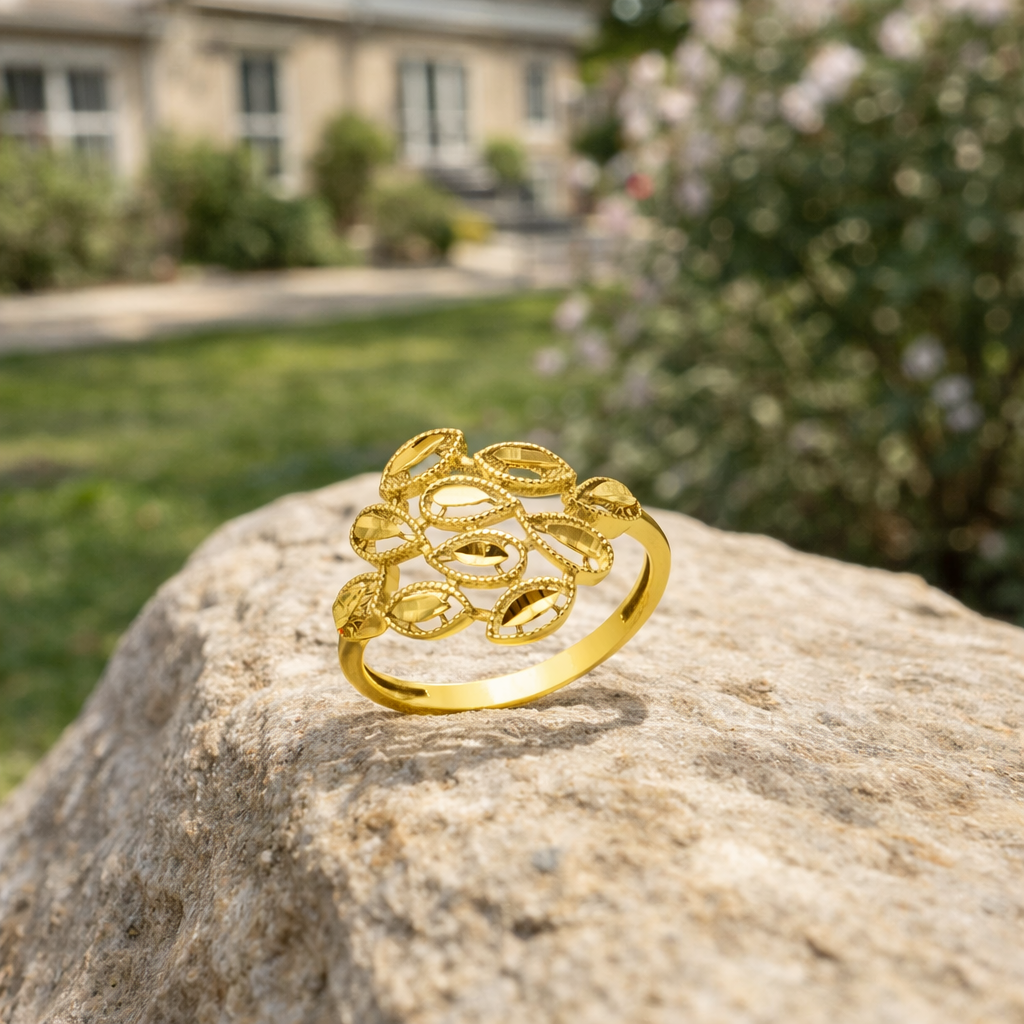14K Yellow Gold Hand Engraved Ring