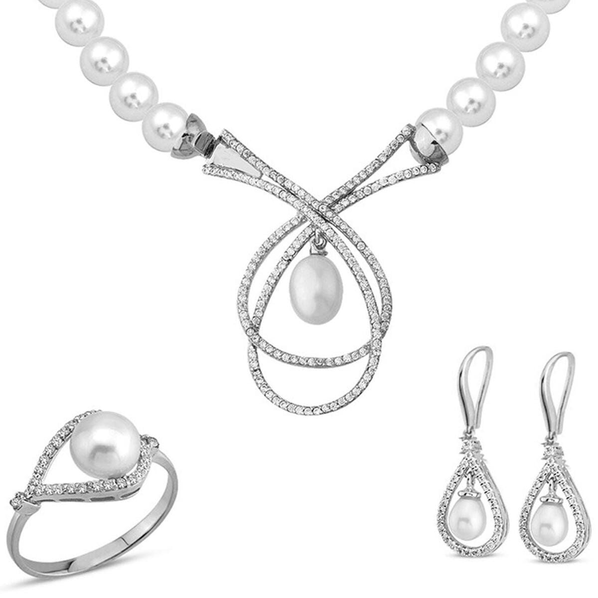14K White Gold Chiara Bridal Pearl Set (11.7 g)