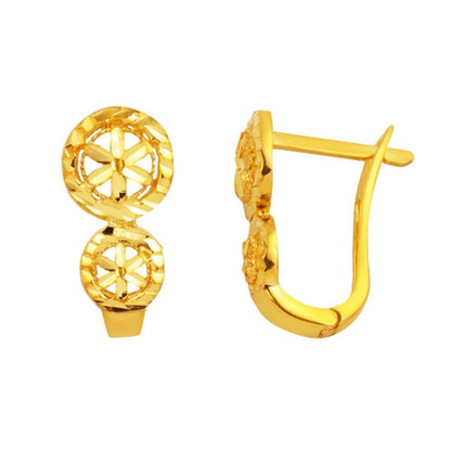 22K Yellow Gold Flower Earrings