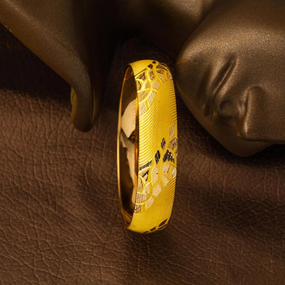 22K Yellow Gold Flower Patterned Investment Bangle