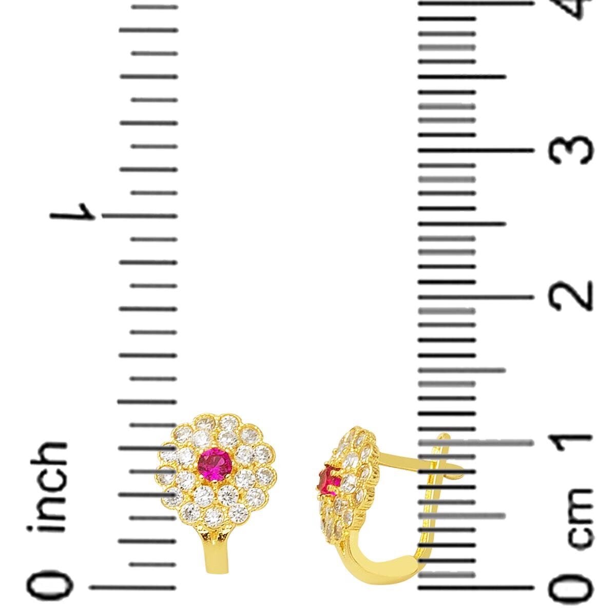 14K Yellow Gold Flower Children's Cubic Zirconia Earrings