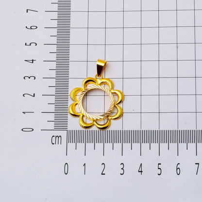 14K Yellow Gold Flower Half Gold Bezel-Set Necklace